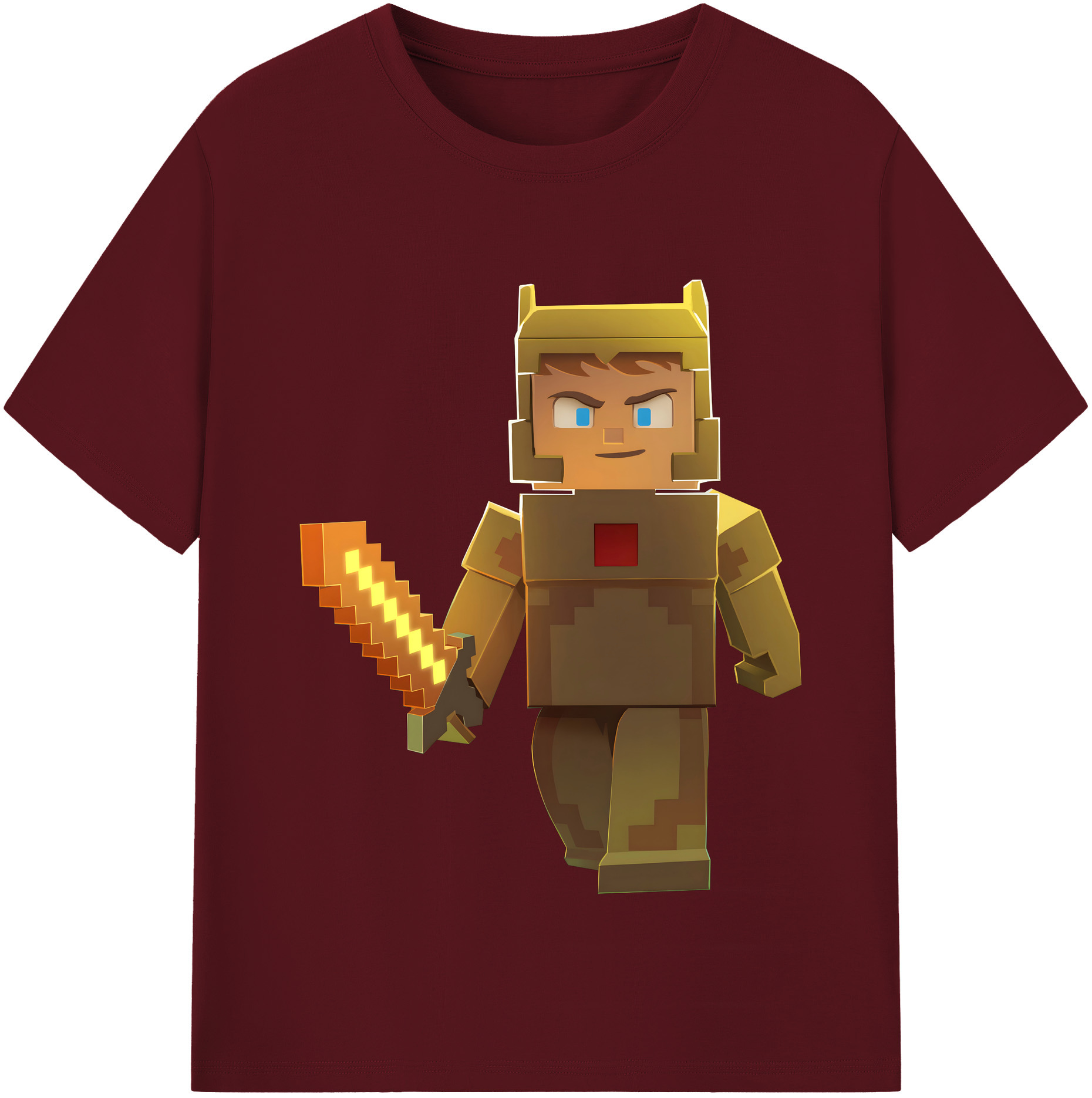 （画像用） マインクラフト ブロックの世界 Minecraft MC Block world 綿100％半袖Tシャツ（フロントプリント）